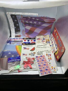 Assorted Scrapbook Paper-Stickers-Cutouts-Decorations for July 4th